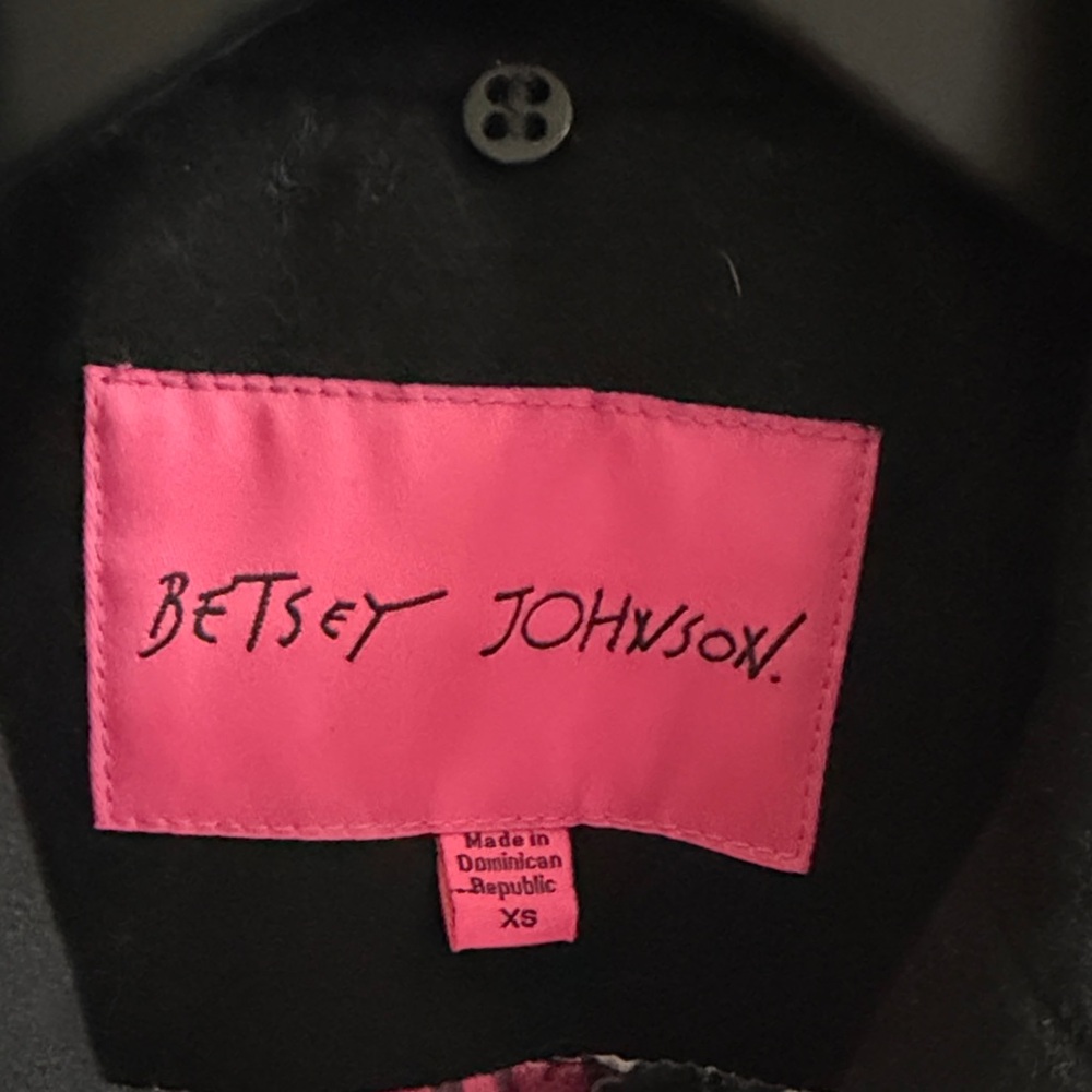 Betsey Johnson Black Trench Coat with Side Lacing Detail - Picture 2 of 10